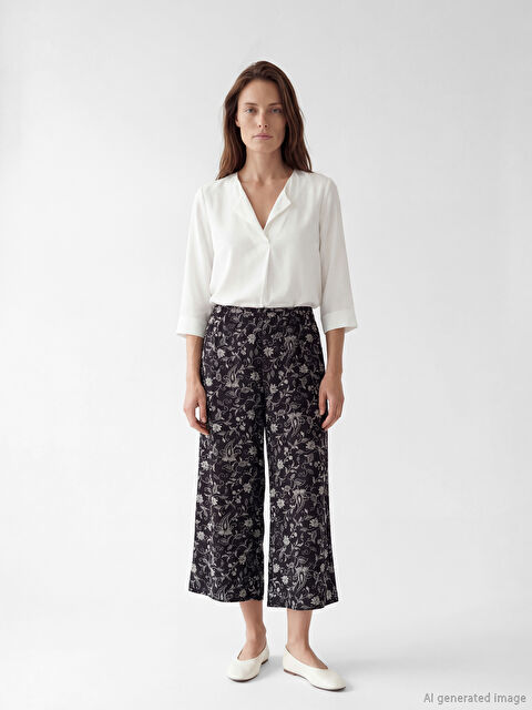 LCW Grace Beli Lastikli Desenli Kadın Kapri - S6MP79Z8-SW5