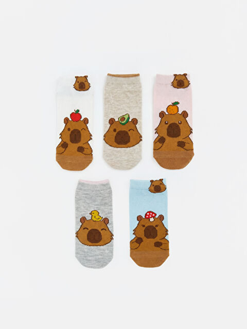 LCW Kids Desenli Kız Çocuk Patik Çorap 5'li