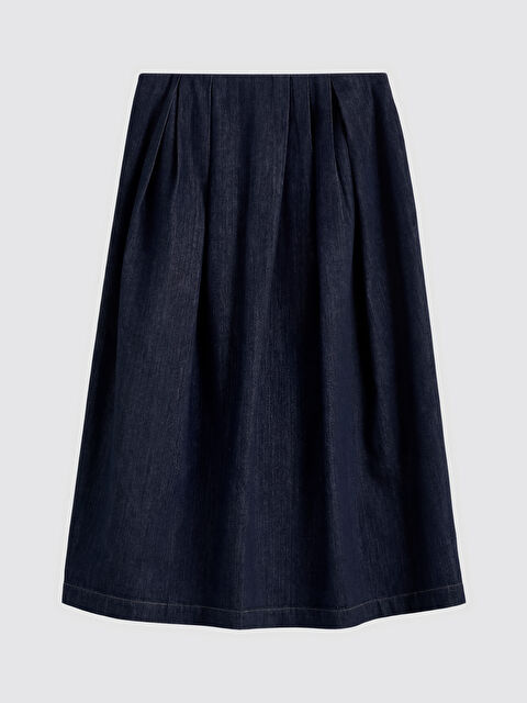 LCW Vision Beli Fermuarlı Pileli Jean Etek - S6MQ34Z8-309