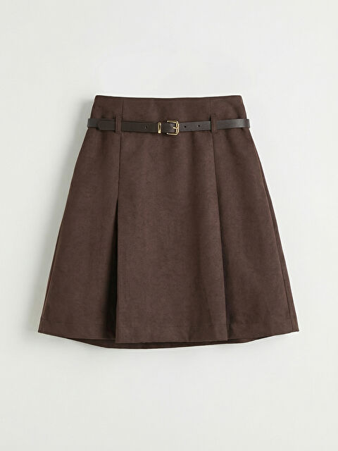 LCW Vision Beli Kemerli Süet Görünümlü Şort Etek - S6MQ40Z8-1KM