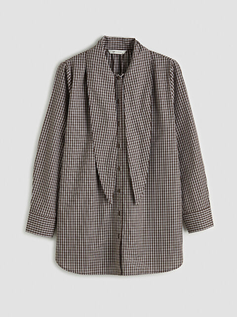 LCWAIKIKI Classic Bebe Yaka Ekose Oversize Kadın Gömlek Tunik - S6MQ51Z8-LLL