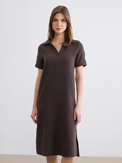 LCW Comfort Polo Yaka Yırtmaçlı Elbise - S6MQ54Z8-HMK