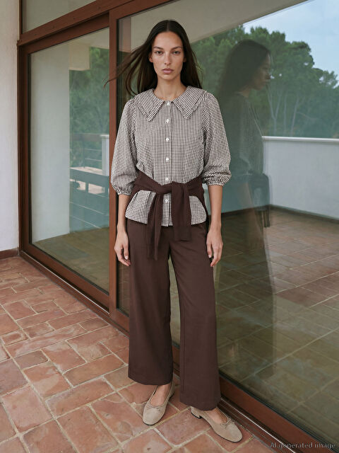 LCW STUDIO Bebe Yaka Ekose Kadın Gömlek