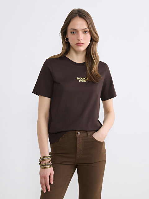 LCW Vision Bisiklet Yaka Paris Baskılı Kadın Tişört - S6MQ92Z8-HDD