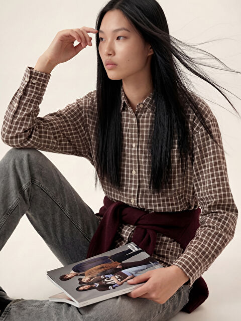 XSIDE Ekose Oversize Oxford Kadın Gömlek - S6MQ96Z8-LLL