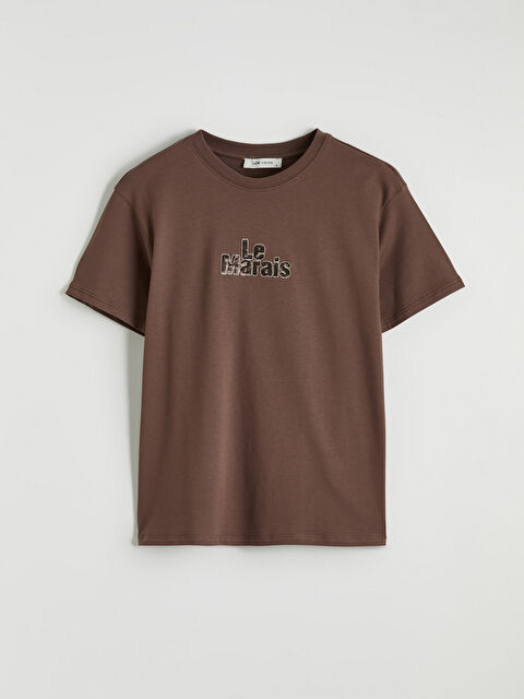 LCW Vision Bisiklet Yaka Pul Payet İşlemeli Kadın Tişört - S6MR15Z8-HLD