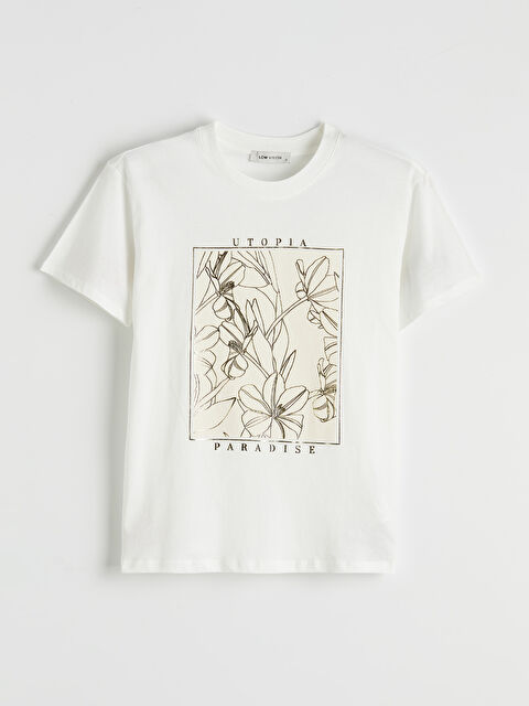 LCW Vision Bisiklet Yaka Baskılı Kadın Tişört - S6MR16Z8-R9J