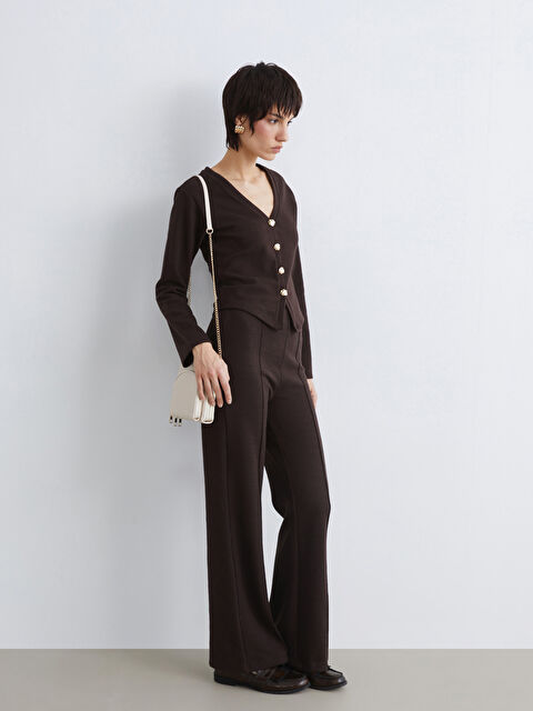 LCW Vision Beli Lastikli Geniş Paça Kadın Triko Pantolon - S6MR33Z8-D2N