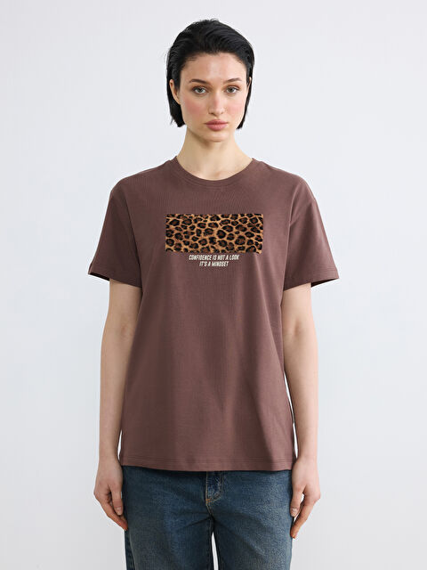 LCW Vision Bisiklet Yaka Baskılı Kadın Tişört - S6MR37Z8-HLD