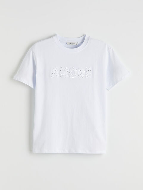 LCW Vision Bisiklet Yaka Taşlı Kadın Tişört - S6MR46Z8-Q6K