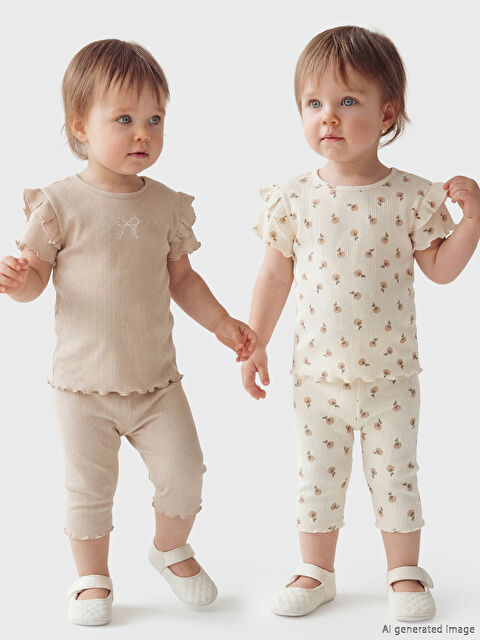 LCW baby Fitilli Kız Bebek Kısa Tayt 2'li