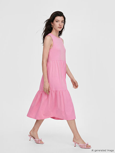 LCW Comfort Bisiklet Yaka Katkat Elbise