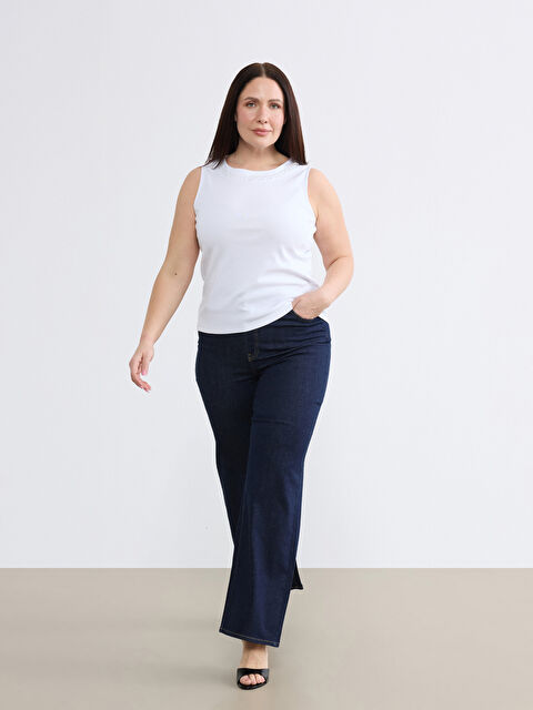 Soulife Büyük Beden  Wideleg Kadın Jean Pantolon - S6MR61Z8-CRP