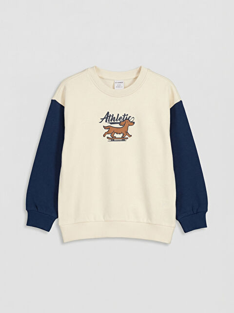 LCW Kids Bisiklet Yaka Baskılı Erkek Çocuk Sweatshirt - S6MS35Z1-QVK
