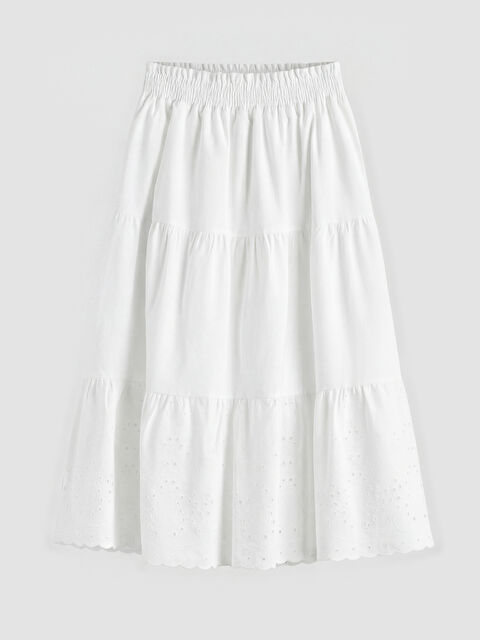LCW Kids Beli Lastikli Kız Çocuk Brode İşlemeli Etek - S6MT02Z4-Q6K