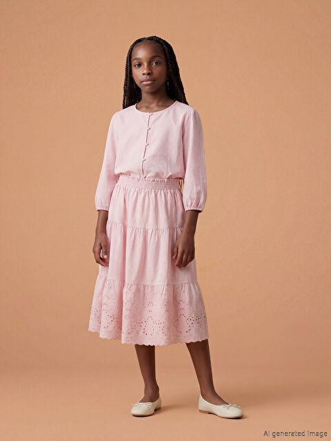 LCW Kids Beli Lastikli Fisto Detaylı Kız Çocuk Etek