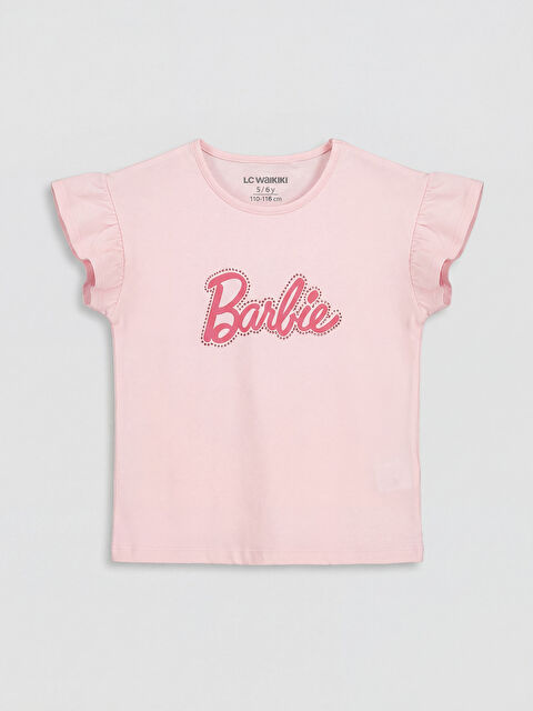 LCW baby Bisiklet Yaka Barbie Baskılı Kız Çocuk Tişört