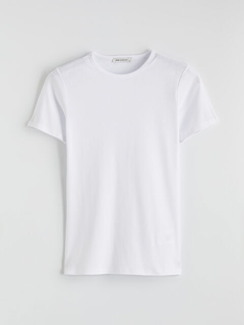 LCWAIKIKI Basic Bisiklet Yaka Kadın Tişört - S6MT77Z8-Q6K