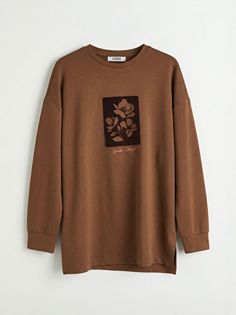 LCWAIKIKI Classic Baskılı Soft Touch Oversize Kadın Sweatshirt Tunik - S6MT86Z8-HDC