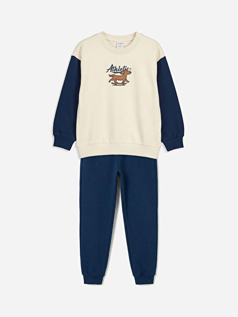 LCW Kids Baskılı Erkek Çocuk Sweatshirt ve Pantolon - S6MT99Z1-QVK
