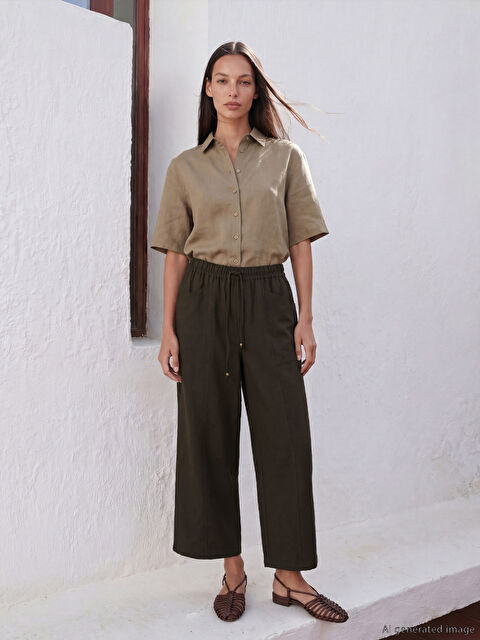 LCWAIKIKI Classic Beli Lastikli Kadın Pantolon