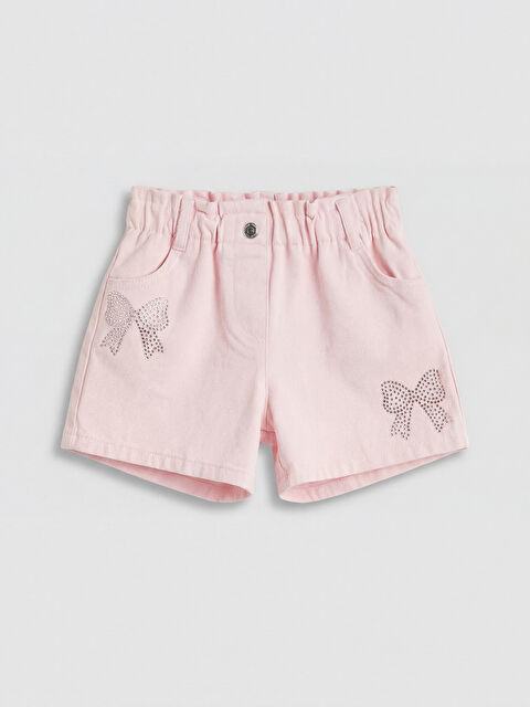 LCW Kids Taş İşlemeli Kız Çocuk Gabardin Şort