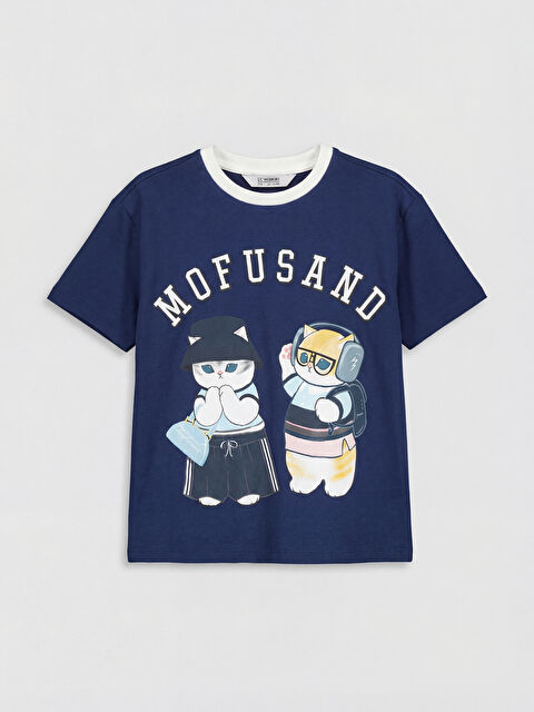 LCW Kids Bisiklet Yaka Mofusand Baskılı Kız Çocuk Tişört - S6MV55Z4-HKF