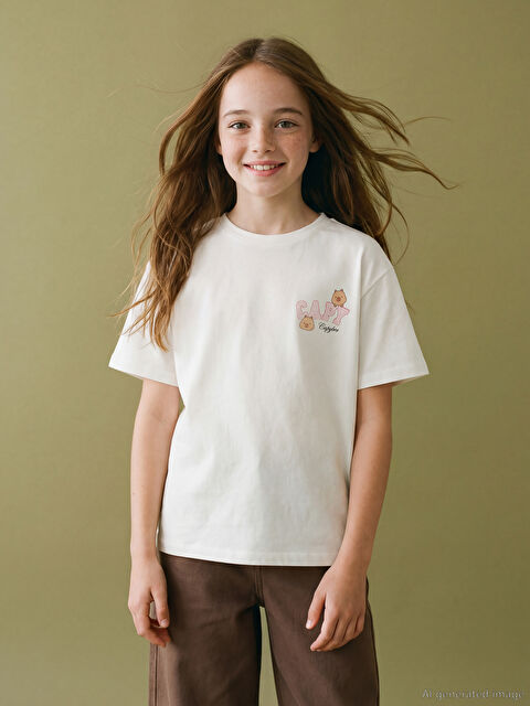 LCW Kids Capyfun Baskılı Kız Çocuk Tişört - S6MV60Z4-R9J