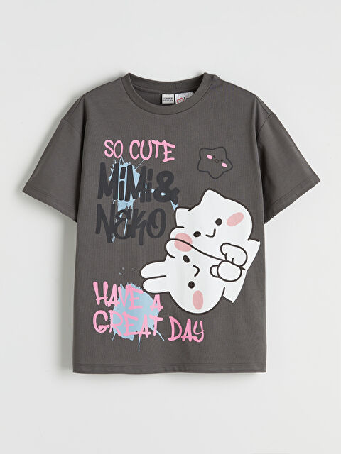 LCW Kids Bisiklet Yaka Mimi ve Neko Baskılı Kız Çocuk Tişört - S6MV64Z4-H0M