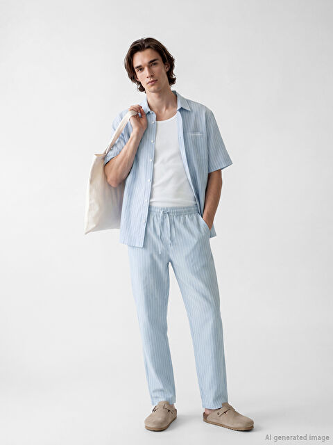 XSIDE Rahat Kalıp Keten Görünümlü Erkek Pantolon