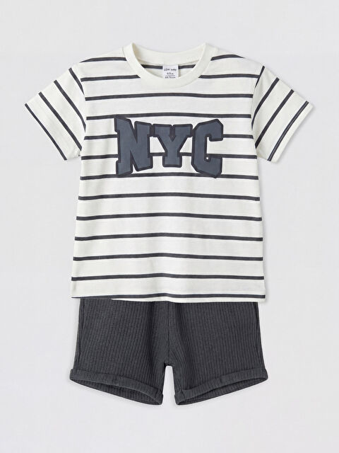 LCW baby NYC Baskılı Erkek Bebek Tişört ve Şort Takım