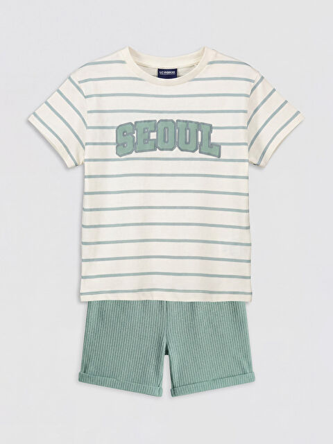 LCW baby Seoul Baskılı Erkek Bebek Tişört ve Şort Takım