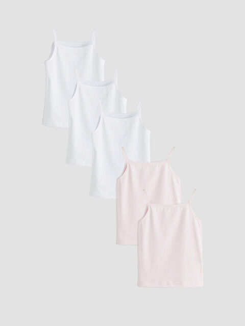 LCW Kids Kare Yaka İp Askılı Kız Çocuk Atlet 5'li - S6MY15Z4-Q6K