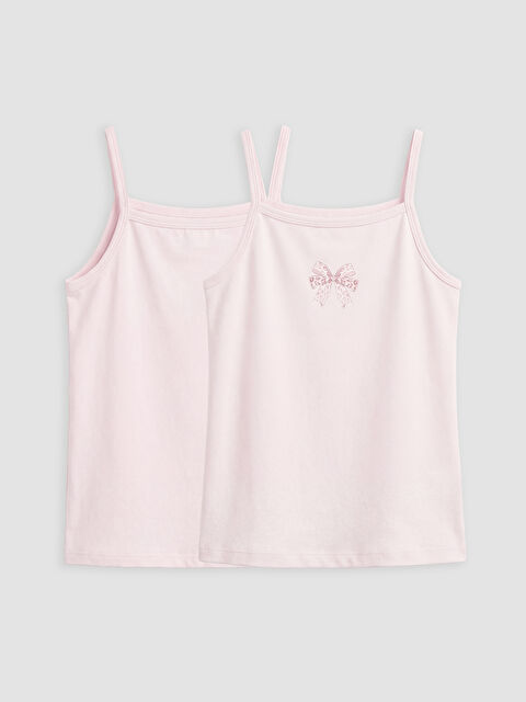 LCW Kids Kare Yaka İp Askılı Kız Çocuk Atlet 2'li - S6MY19Z4-FEE