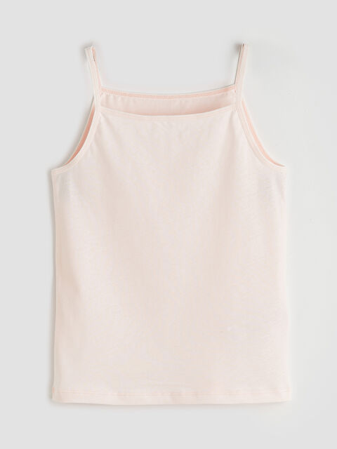 LCW Kids Kare Yaka Kız Çocuk İp Askılı Atlet