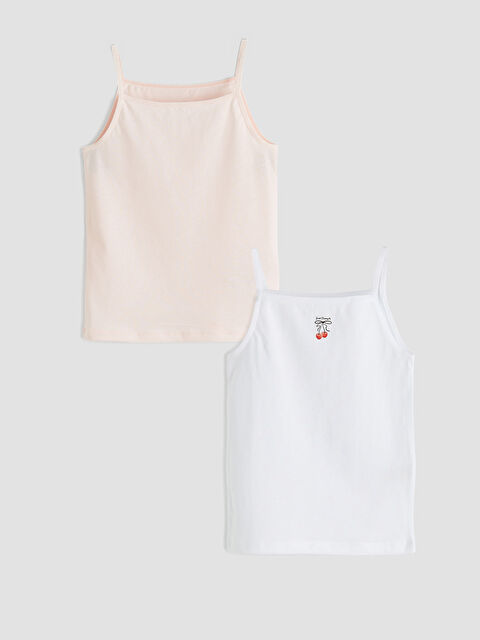 LCW Kids Kare Yaka İp Askılı Kız Çocuk Atlet 2'li - S6MY23Z4-FQK