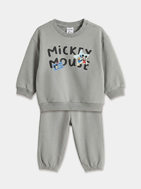 LCW baby Mickey Mouse Baskılı Erkek Bebek Sweatshirt ve Eşofman Altı - S6N006Z1-3QV