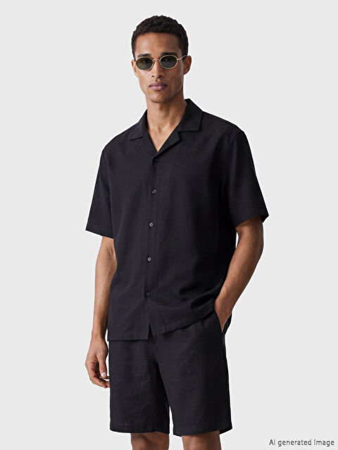 LCW Vision Standart Kalıp Keten Görünümlü Erkek Gömlek