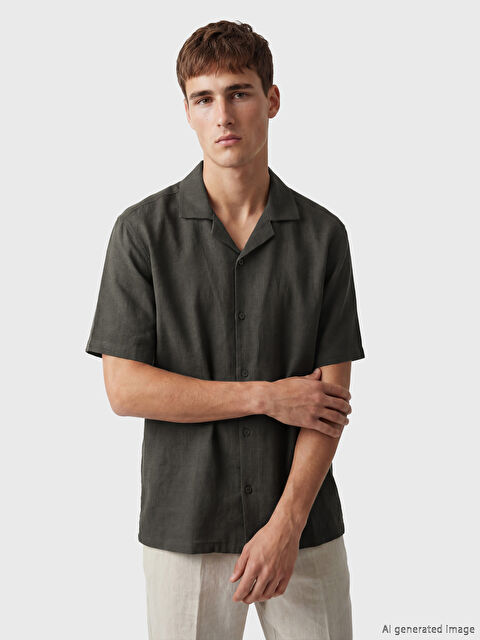 LCW Vision Standart Kalıp Keten Görünümlü Erkek Gömlek