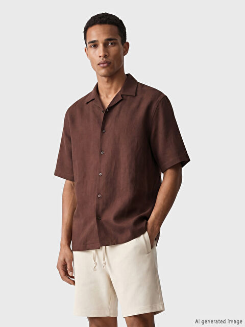 LCW Vision Standart Kalıp Keten Görünümlü Erkek Gömlek