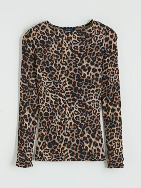LCWAIKIKI Classic Bisiklet Yaka Leopar Desenli Kadın Body - S6N075Z8-LQY