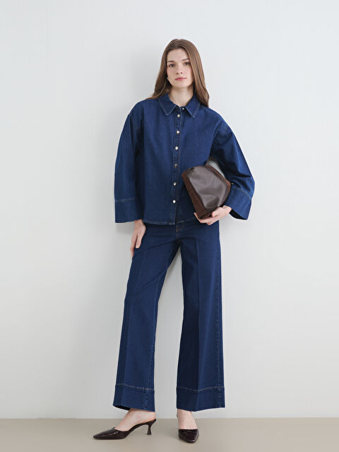 LCW Modest Yüksek Bel Wideleg Fit Kadın Jean Pantolon