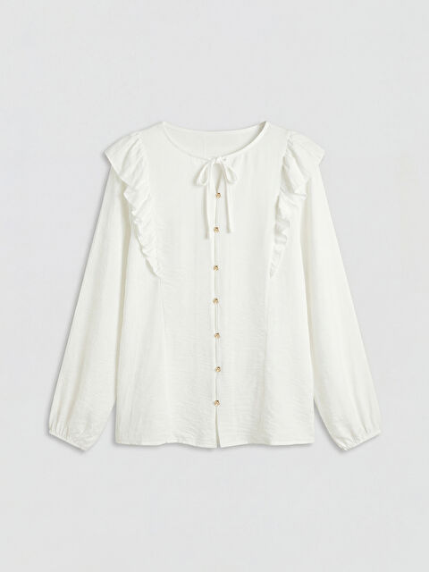 LCW Grace Bağlamalı Yaka Fırfırlı Bluz - S6N101Z8-1R2