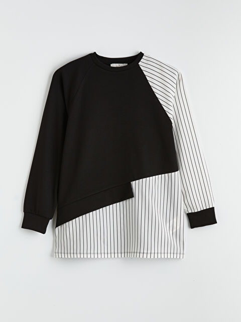 Natuvera Bisiklet Yaka Çizgili Kadın Sweatshirt Tunik - S6N107Z8-UP7