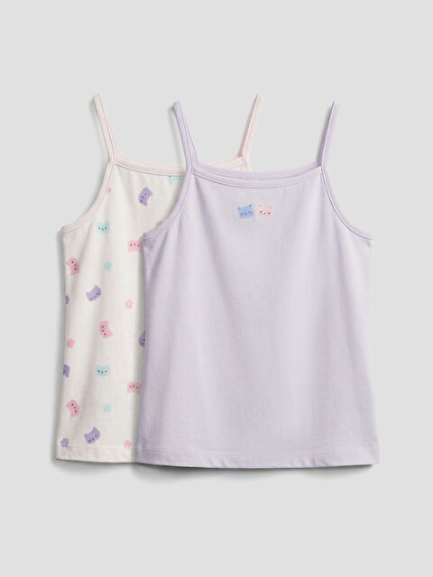 LCW Kids Baskılı İp Askılı Kız Çocuk Atlet 2'li - S6N178Z1-LT4