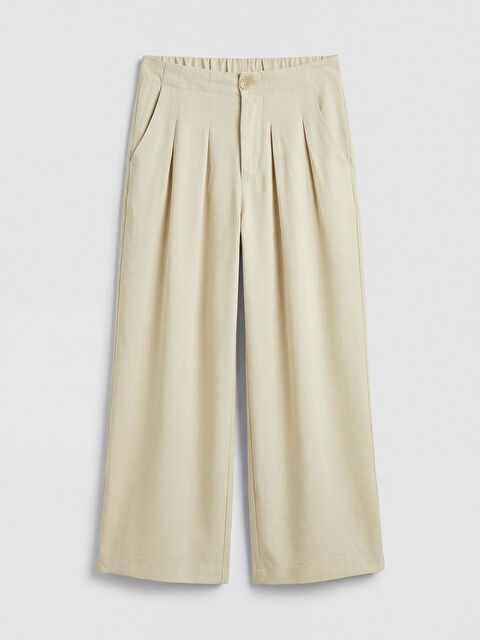 LC WAIKIKI Wideleg Pileli Kız Çocuk Gabardin Pantolon