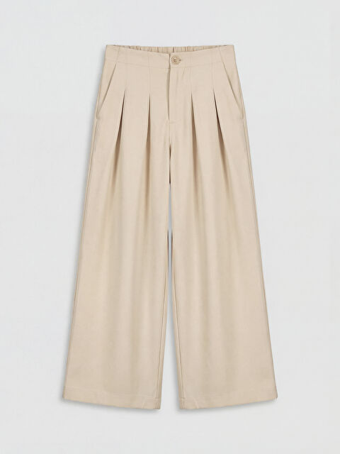 LC WAIKIKI Wideleg Pileli Kız Çocuk Gabardin Pantolon