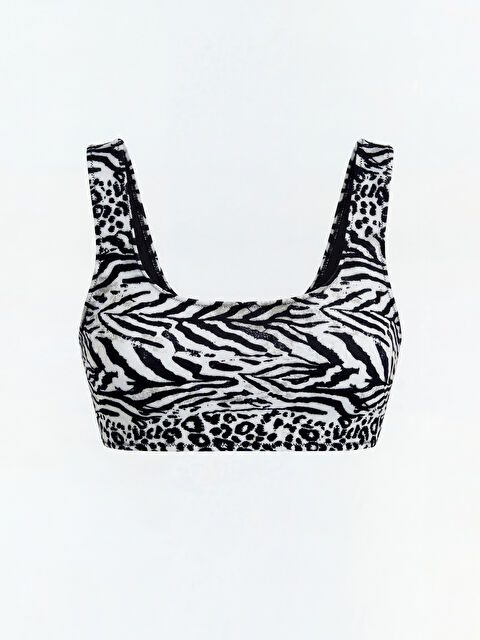 LC WAIKIKI U Yaka Zebra Desenli Kadın Bikini Üstü - S6N239Z8-LEG