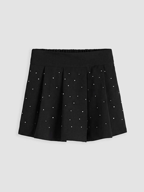 LCW Kids Pileli ve Taş Detaylı Kız Çocuk Şort Etek