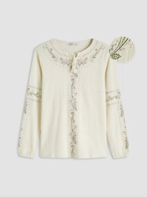 LCW Grace Bisiklet Yaka Desenli Bluz